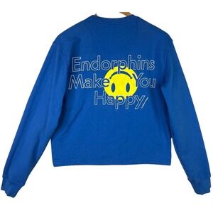 Outdoor Voices Blue Graphic Sweatshirt "Endorphins Make‎ You Happy" Women's XS